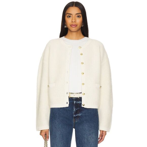 Rag & Bone Women's Cream Kaia Bouclé Cardigan Sweater Top Size Small NWOT - Picture 1 of 8